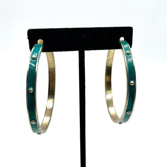 Hoops in Gold tone w/ Enamel w/ Spike Decor - Picture 3 of 3